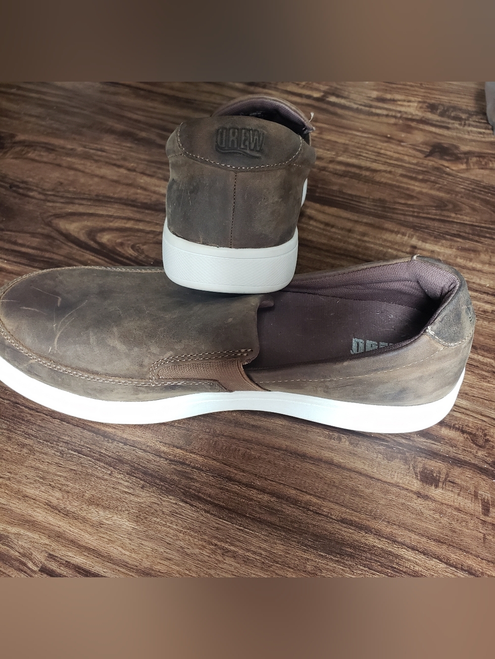 Drew Shoes Men's Size 10 Orthopedic Slip-On Boat Shoes in Brown Faux-Suede